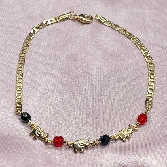 18k Gold Filled Elephant Anklet 10" Long 🐘✨ Tobillera De Elefante - Picture 5 of 5
